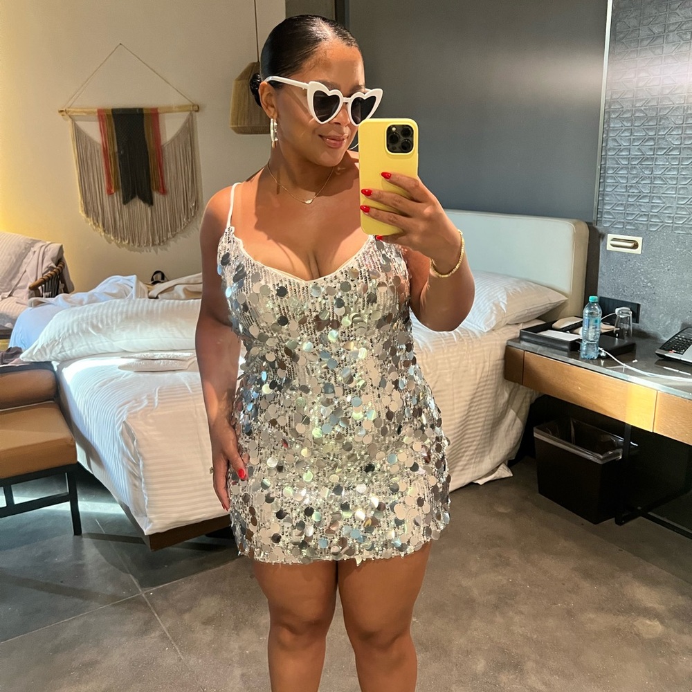 Showpo Silver Sparkle Mini Dress